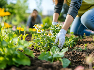 Fototapeta premium family having fun in the garden
