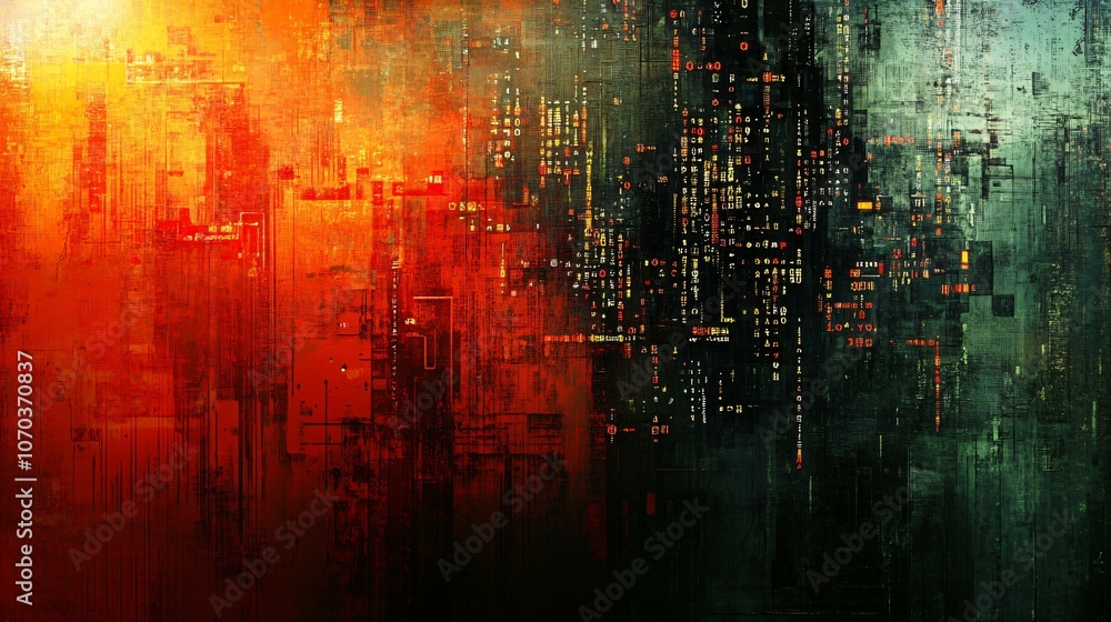 Aufkleber abstract background with encrypted code lines and symbols, abstract, background, code, encrypted, sy