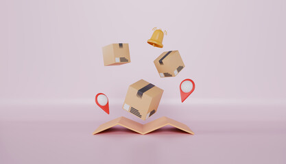 Online deliver service delivery tracking location pin location point marker of map for shipment concept