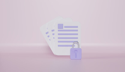 Paper documents icon with padlock document management Modern private file, Text file lock text document Data security concept