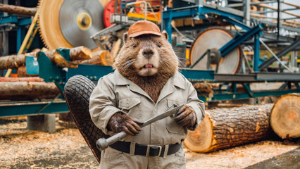 beaver on the sawmill