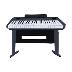 recital piano cartoon. composition technique, harmony rhythm, tempo notes recital piano sign. isolated symbol vector illustration