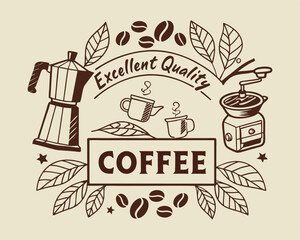 Coffee design over beige background, vector illustration. EPS10