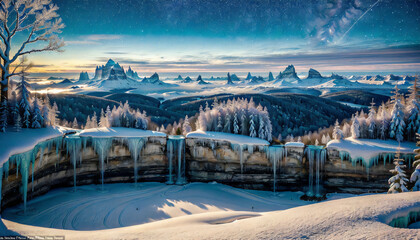 winter landscape with mountains and snow