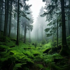 Fototapeta premium bosque con atmosfera fria