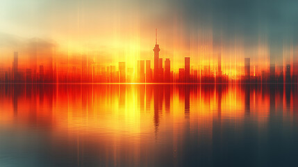 sunset over the river watercolor background, germany flag theme