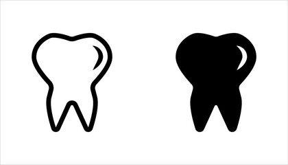Tooth icon set. Dentistry symbol. Medical sign. Dental health. Isolated on white background.	