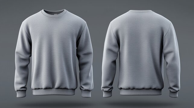 Gray crew neck sweater plain background floating simple soft fashion Ai generated