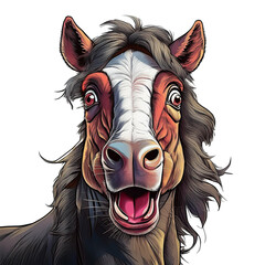 A vibrant and expressive horse head celebrating joy and personality in a colorful style