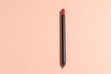 Lip make up cosmetic, lipstick and pencil, minimalistic style, beauty concept