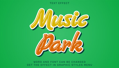 Music park text effect template in 3d design