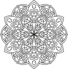 Mandala For Adult coloring page.Flower Outline mandala vector