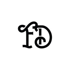 FD monogram logo design letter text name symbol monochrome logotype alphabet character simple logo