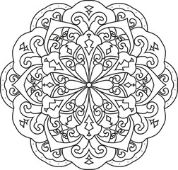 Mandala For Adult coloring page.Flower Outline mandala vector