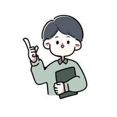 資料を持って説明をする男性