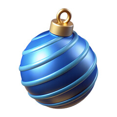 Blue Christmas Ornament with Gold Spiral Design