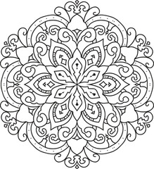 Mandala For Adult coloring page.Flower Outline mandala vector