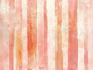 Fototapeta premium Peach Pink Watercolor Stripes, Nursery Decor Paper Texture Background