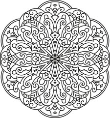 Mandala For Adult coloring page.Flower Outline mandala vector