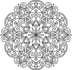 Mandala For Adult coloring page.Flower Outline mandala vector