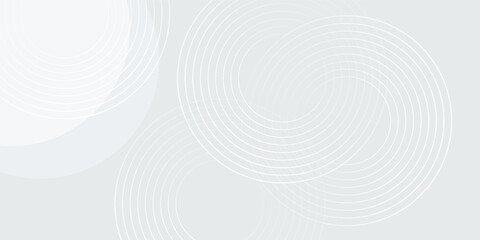 Abstract white glowing geometric lines on gray background. Modern shiny blue circle lines pattern. Futuristic technology concept. Suit for cover, poster