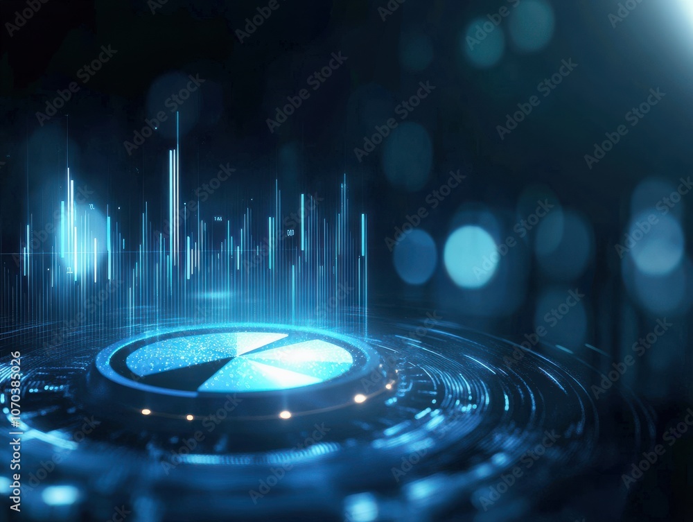 Aufkleber a mesmerizing abstract design featuring glowing blue elements with circular motions, representing da