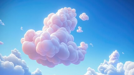 Obraz premium Fluffy curly rolling cloud against a bright blue sky showcasing dynamic windy weather