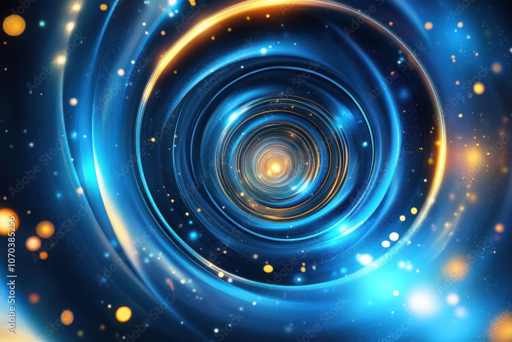 Poster dynamic spiral with concentric circles and light effects