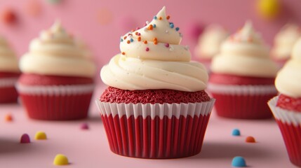 Red velvet cupcakes topped with creamy cheese frosting delightful homemade dessert inspiration