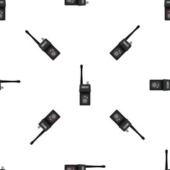 Seamless pattern showcasing portable radio transceivers, ideal for communication related designs
