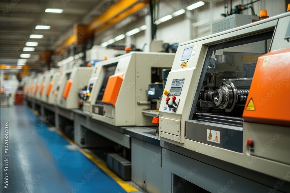 Aufkleber modern industrial machines operating in a factory setting