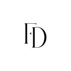 FD monogram logo design letter text name symbol monochrome logotype alphabet character simple logo