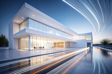 Obraz premium Minimalistic Long Exposure Art on a White Background Featuring Clean Lines for Contemporary Design Projects