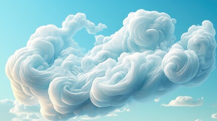 Fluffy curly rolling cloud against a bright blue sky showcasing dynamic windy weather