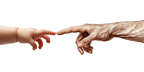 Photorealistic Rendering of Young and Old Hands Reaching in Renaissance-Inspired Gesture with Dramatic Lighting and Symbolic Generational Contrast






