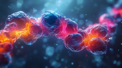 Obraz premium Colorful abstract cells in microscopic view with soft focus