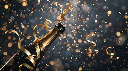 Celebrate special moments by opening a bottle of sparkling champagne with joyful confetti and festive ribbons