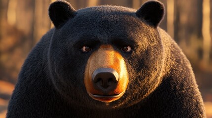 Medium close up of a huge black bear gazing intensely at the camera wildlife photography nature enthusiasts