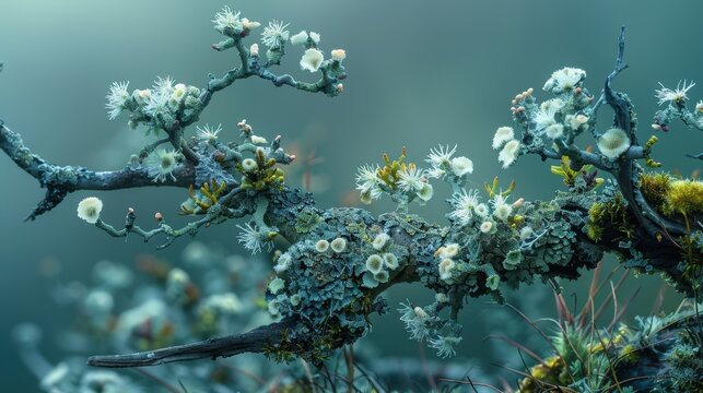 Enchanting Lichens Amidst Pastel Hues