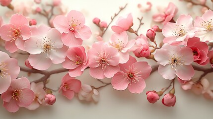 Capture the beauty of delicate pink cherry blossoms in full bloom for your floral collection