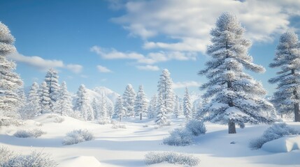 Fototapeta premium Majestic Ponderosa pines blanketed in a swirling snow blizzard capturing the serene beauty of a winter landscape