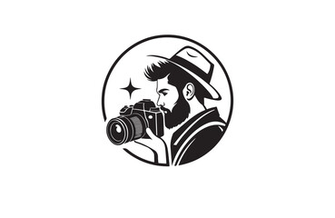 fashionable camera silhouette vector logo illustration outline