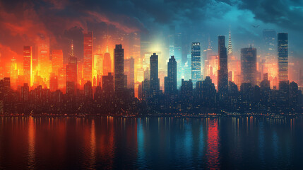 Fototapeta premium sunset over the city