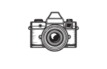 Old camera silhouette vector logo illustration outline
