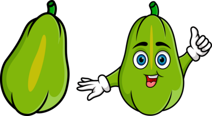  Cartoon cute paw paw papaya fruit giving a thumb up