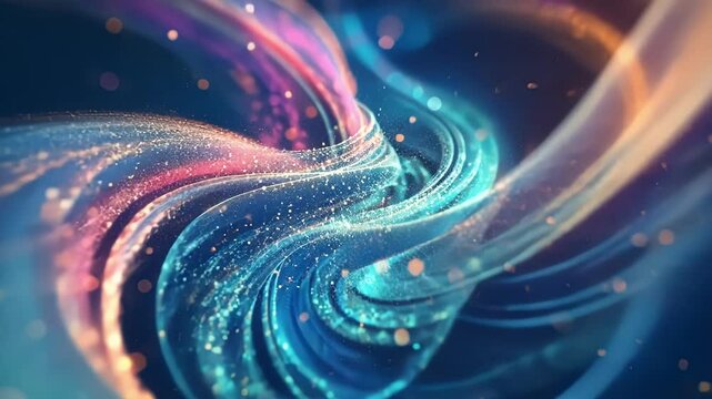 A swirling iridescent cloud of particles form a mysterious shape representing an elusive exotic matter.