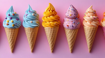 Delight your taste buds with colorful ice cream cones perfect for summer celebrations