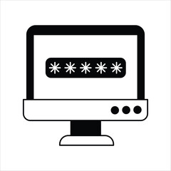 Password  glyph icon with white background vector stock illustration