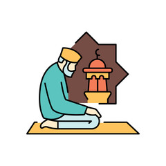 Salat is a prayer color icon. Muslim religion.