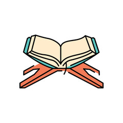 Quran Islamic Holy Book color icon. Muslim religion.